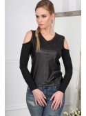 Bluza Neagra din Piele Eco BB2343 - Magazin online - Boutique